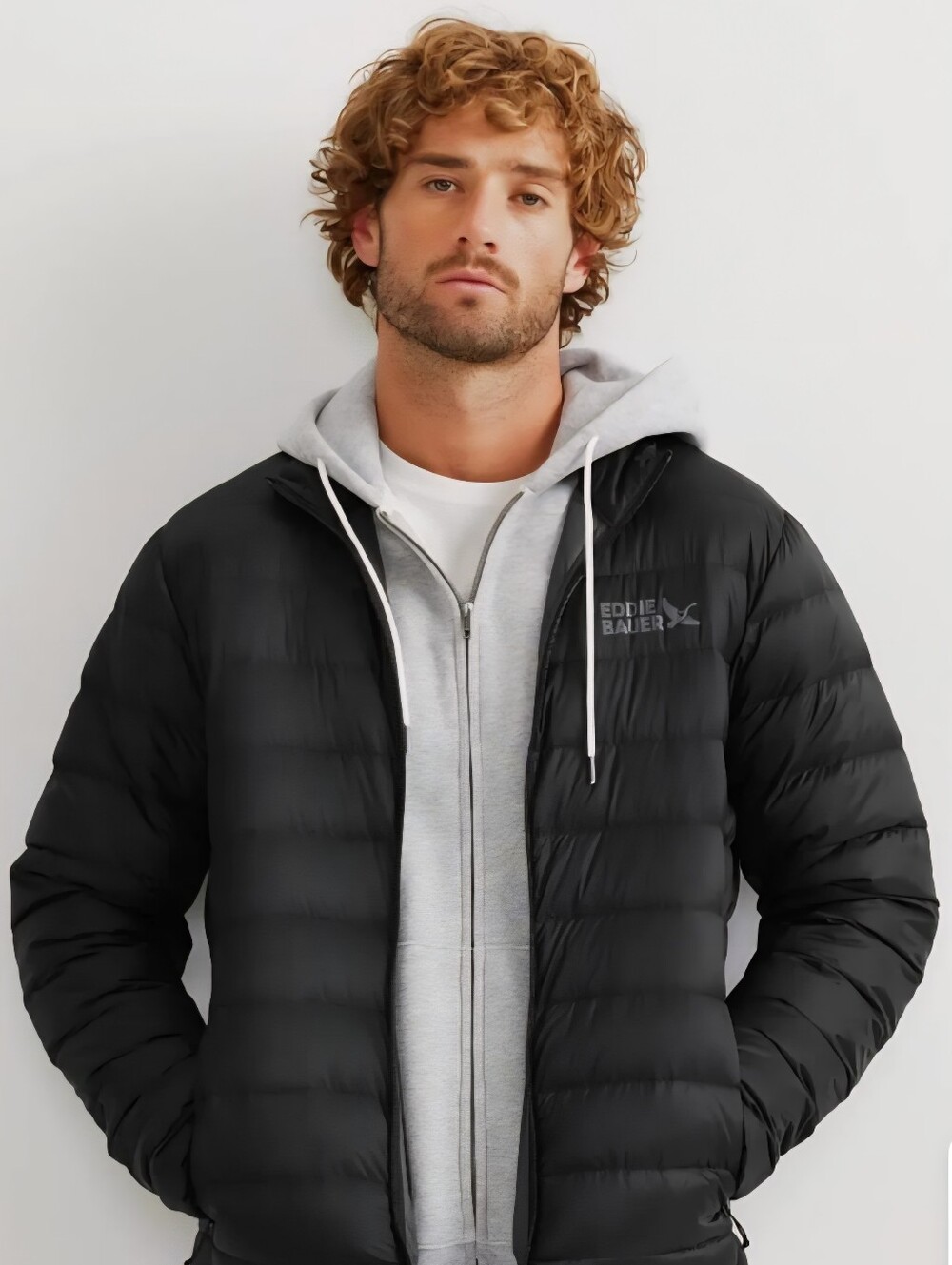 Eddie Bauer, Mens Black Hooded Down Puffer Jacket, Sz Medium - Picture 14 of 14